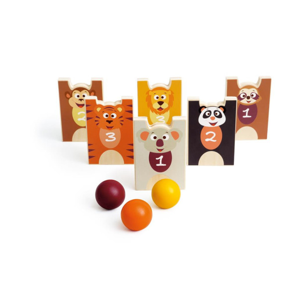 Jeu de Quilles et d'Empilement Animaux Sauvages