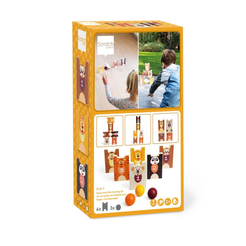 Jeu de Quilles et d'Empilement Animaux Sauvages