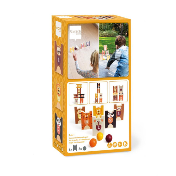 Jeu de Quilles et d'Empilement Animaux Sauvages