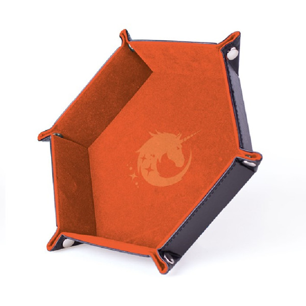 Piste de Dés Cuir et Velours - Licorne Majestueuse (Orange)