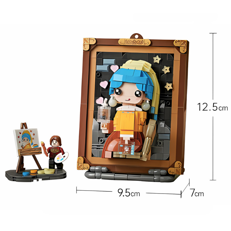 Mini Block - Tableau de La Jeune Fille à la perle kawaïï (1287)