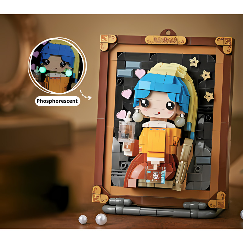 Mini Block - Tableau de La Jeune Fille à la perle kawaïï (1287)