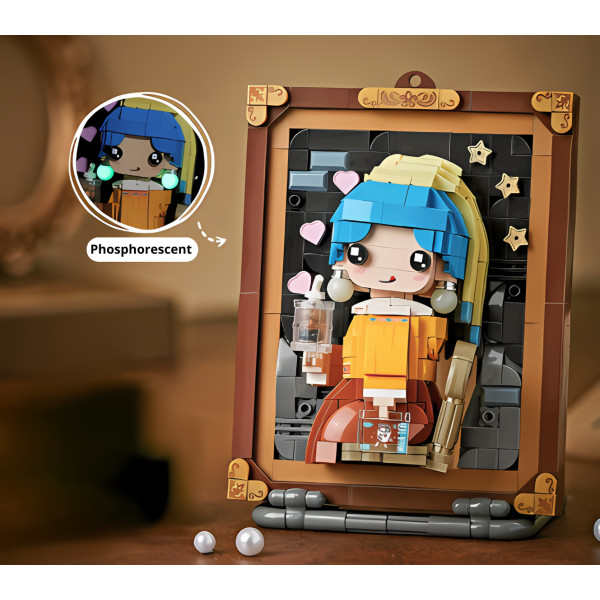 Mini Block - Tableau de La Jeune Fille à la perle kawaïï (1287)