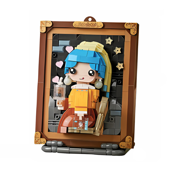 Mini Block - Tableau de La Jeune Fille à la perle kawaïï (1287)