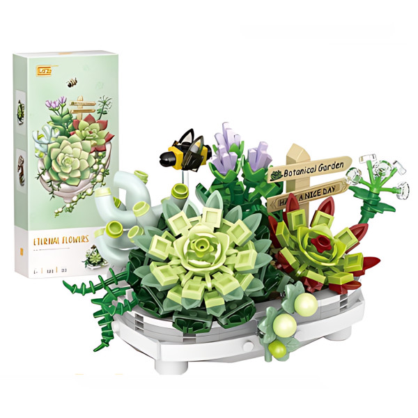 Loz 1660 - Potted Succulent PMini Block - Pot de Plantes Succulentes (1660)lants