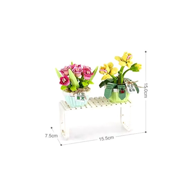 Mini Block - Orchidée Tulipe et Papillon en Pot (1673)