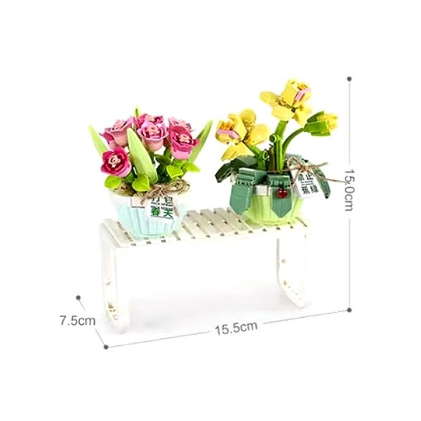 Mini Block - Orchidée Tulipe et Papillon en Pot (1673)