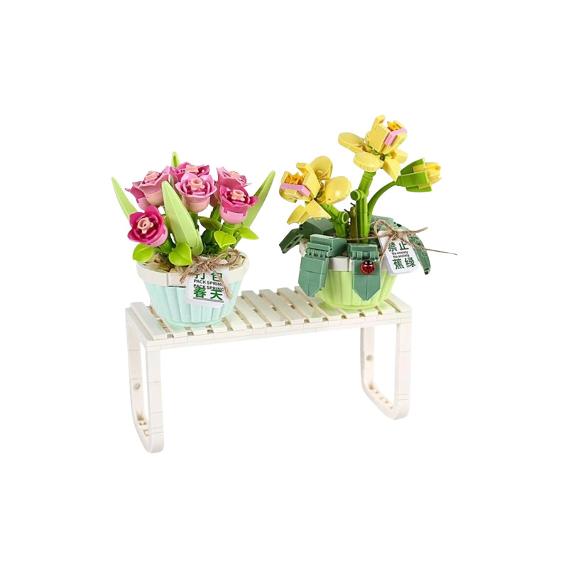 Mini Block - Orchidée Tulipe et Papillon en Pot (1673)