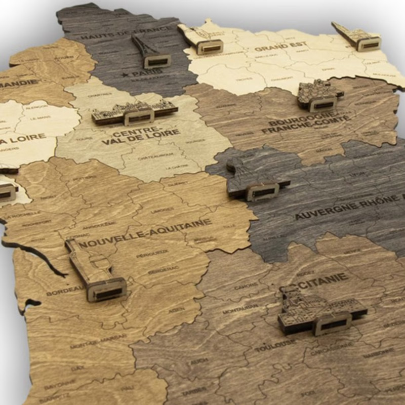 Ugears Carte de France en bois 2D (50x51cm)