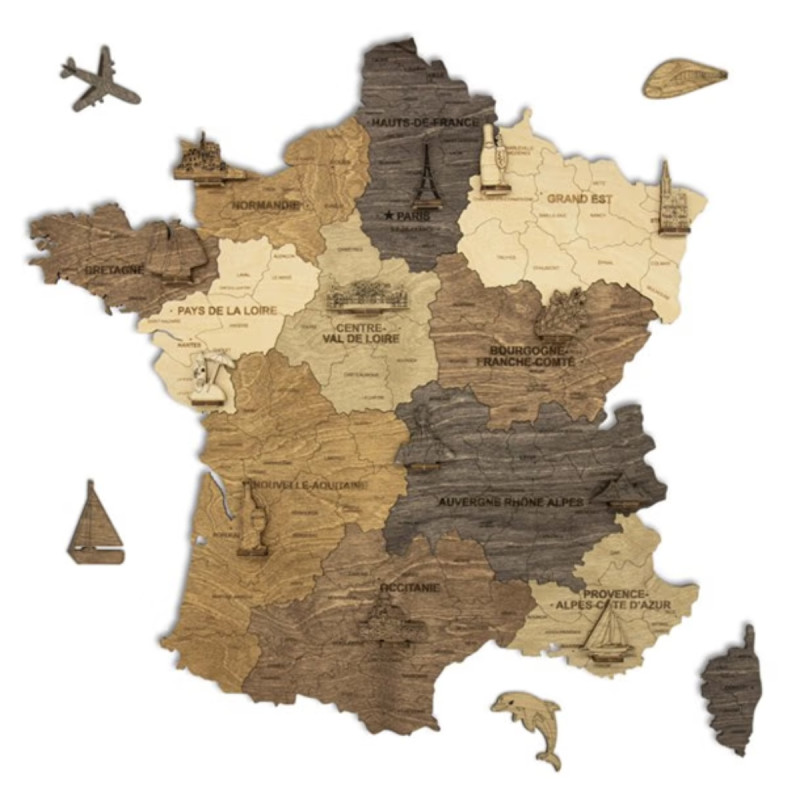 Ugears Carte de France en bois 2D (50x51cm)