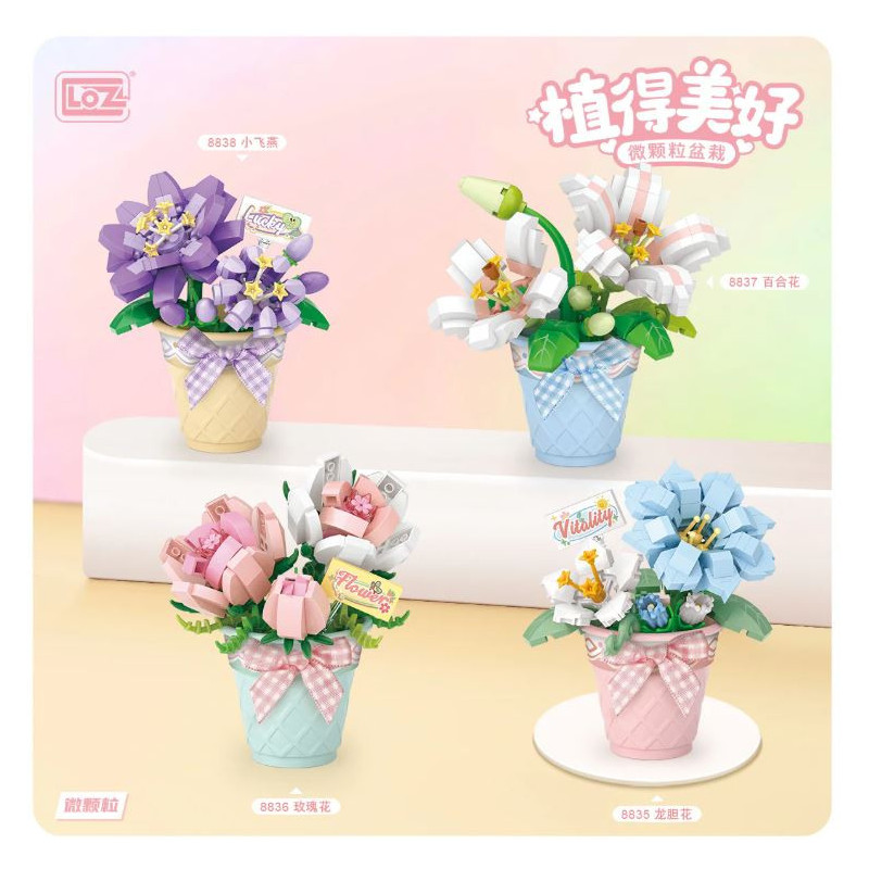 Mini Block - Fleur Gentiane en Pot (8835)