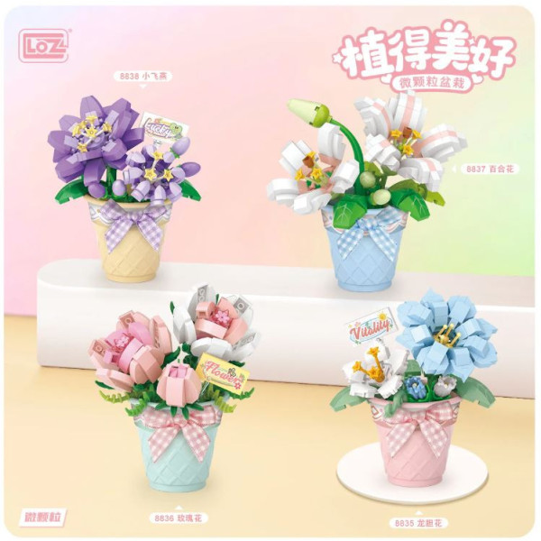 Mini Block - Fleur Gentiane en Pot (8835)
