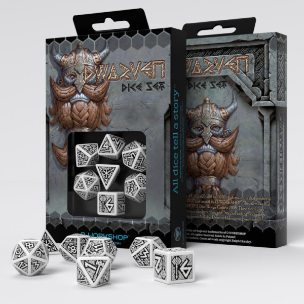 Dé Set de 7 Dés - Dwarven Noir et blanc