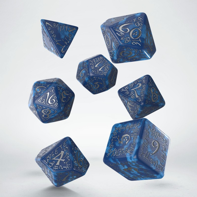 De Set de 7 Dés - Elfique Bleu et argent