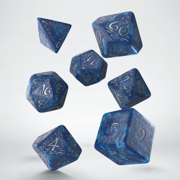 De Set de 7 Dés - Elfique Bleu et argent