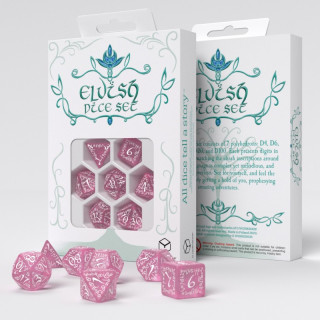 Dé Set de 7 Dés - Elfique Rose et Blanc