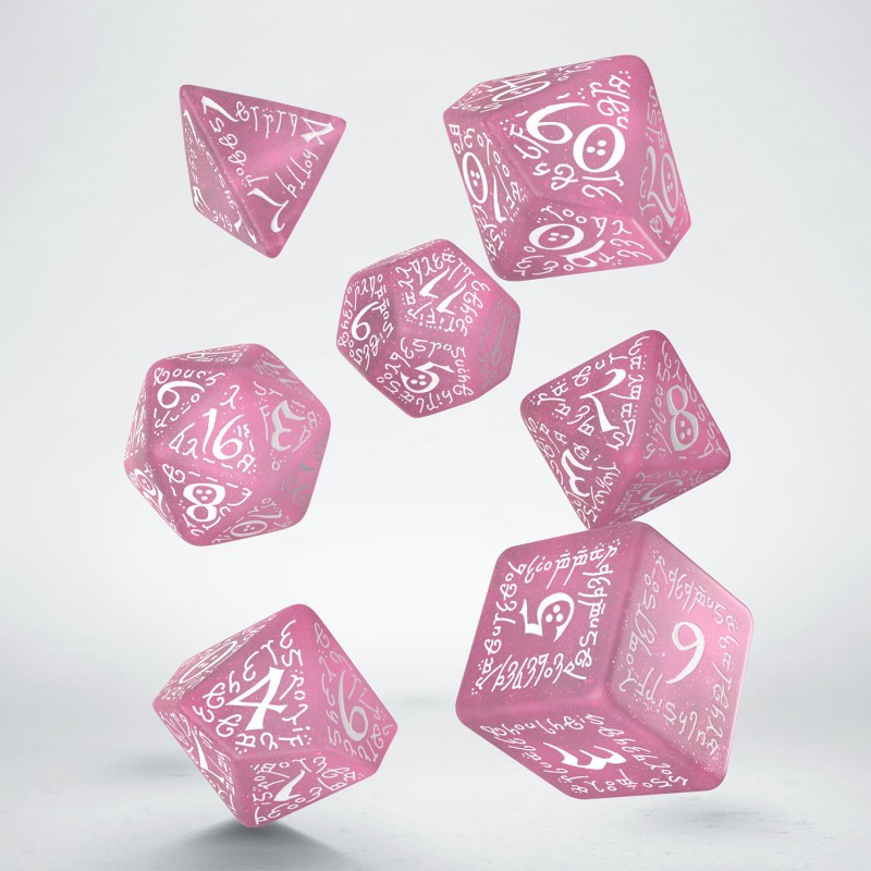 Dé Set de 7 Dés - Elfique Rose et Blanc