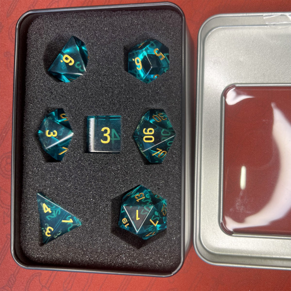 Dé Set de 7 Dés - En Verre Emeraude