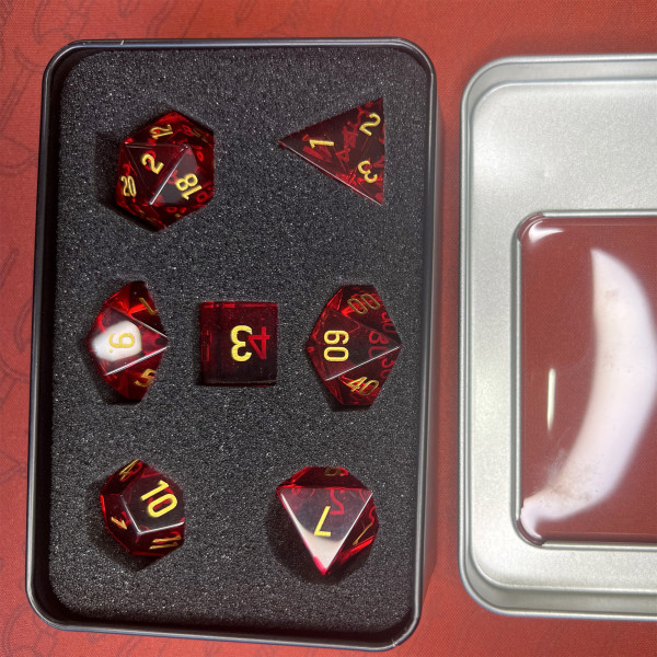 Dé Set de 7 Dés - En Verre Rouge