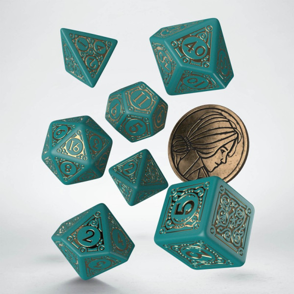 Dé Set de 7 Dés avec Pièce - The Witcher Triss