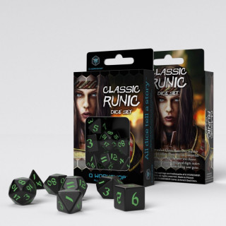 Dé Set de 7 Dés - Classic Runic Noir et Vert