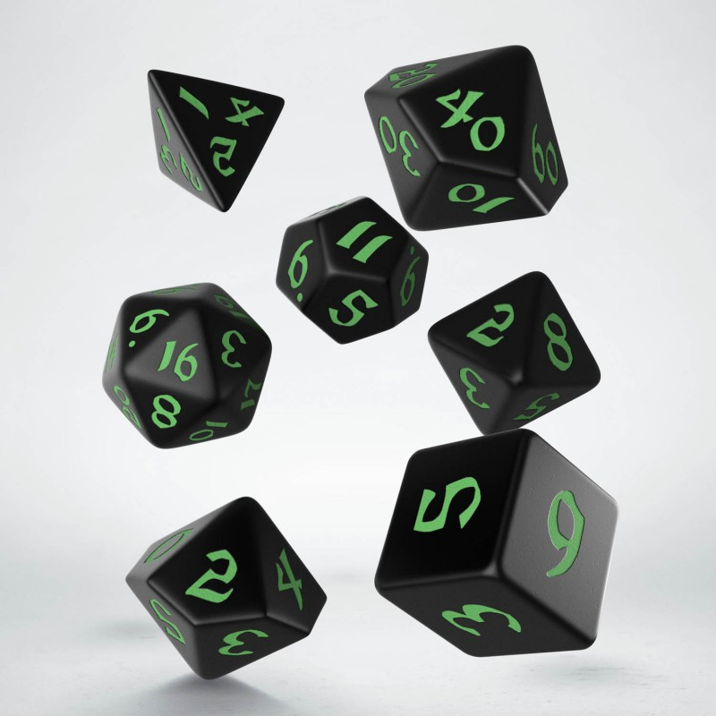 Dé Set de 7 Dés - Classic Runic Noir et Vert