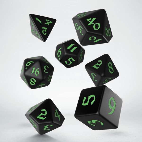 Dé Set de 7 Dés - Classic Runic Noir et Vert