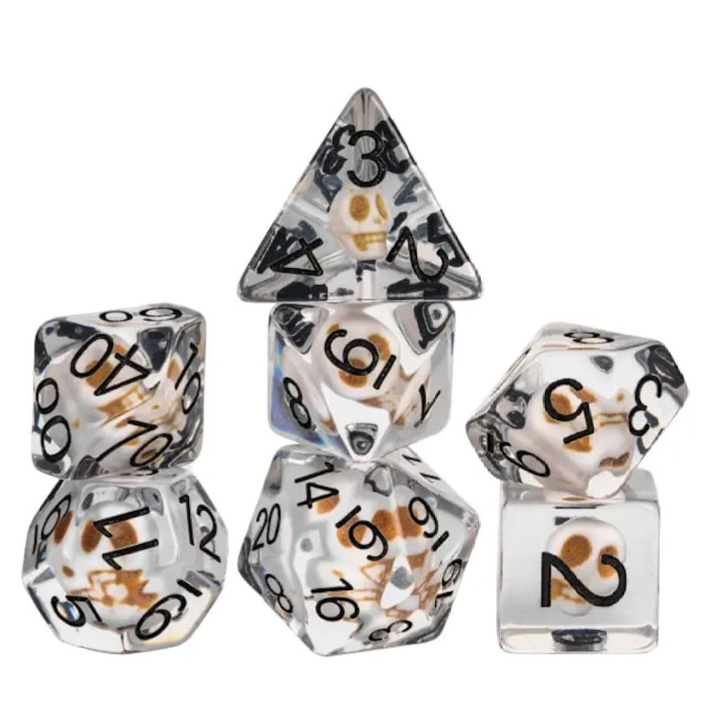 Dé Set de 7 Dés - Résine Gamme Insert - Crâne