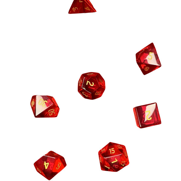 Dé Set de 7 Dés - En Verre Rouge