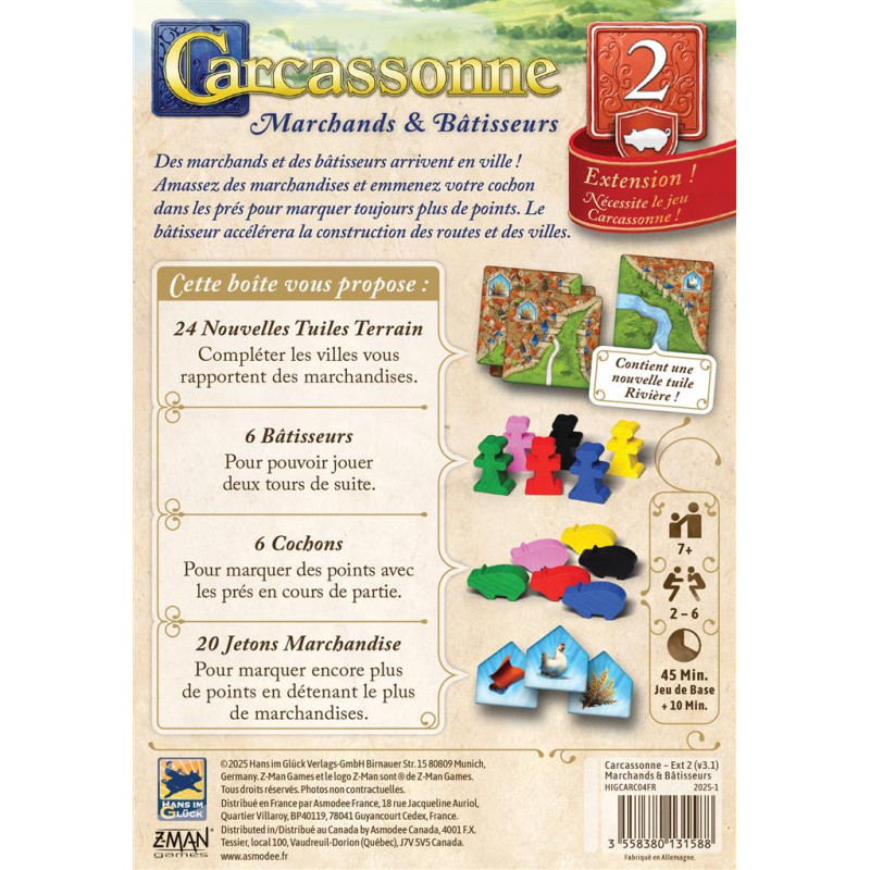 Carcassonne extension 2 Marchands et Bâtisseurs