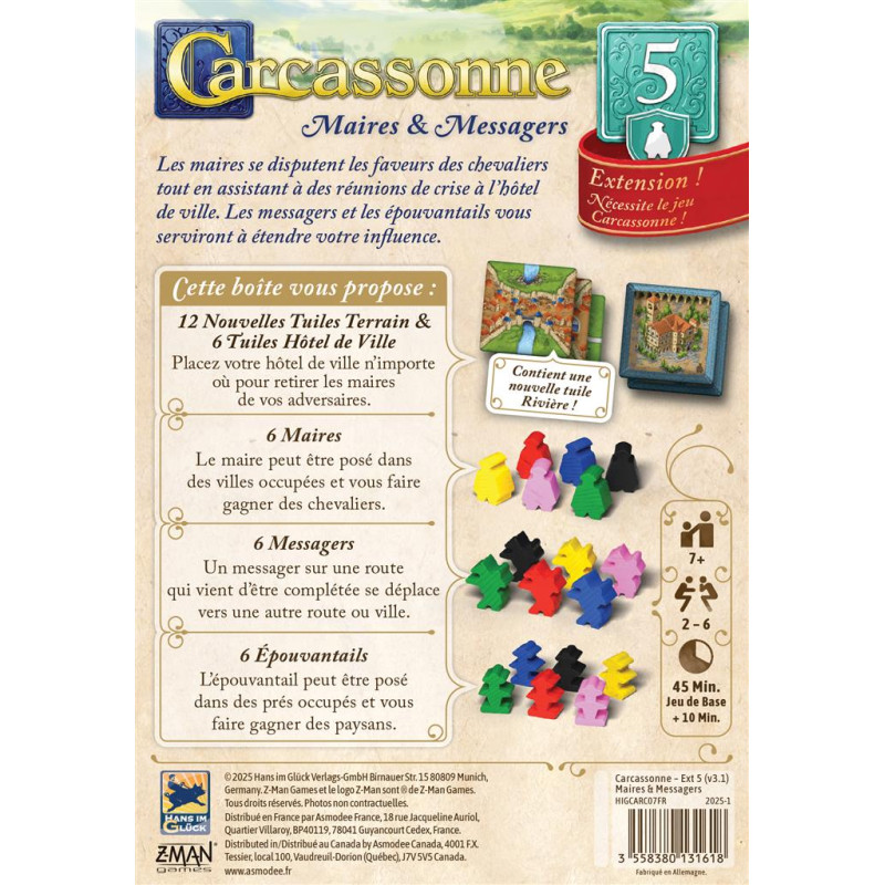 Carcassonne extension 5 Maire et messagers