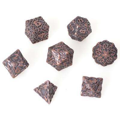 Dé Set de 7 Dés Métal - Interlace Bronze