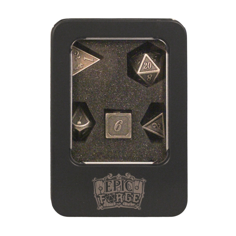 Dé Set de 7 Dés Métal - Outlined Silver