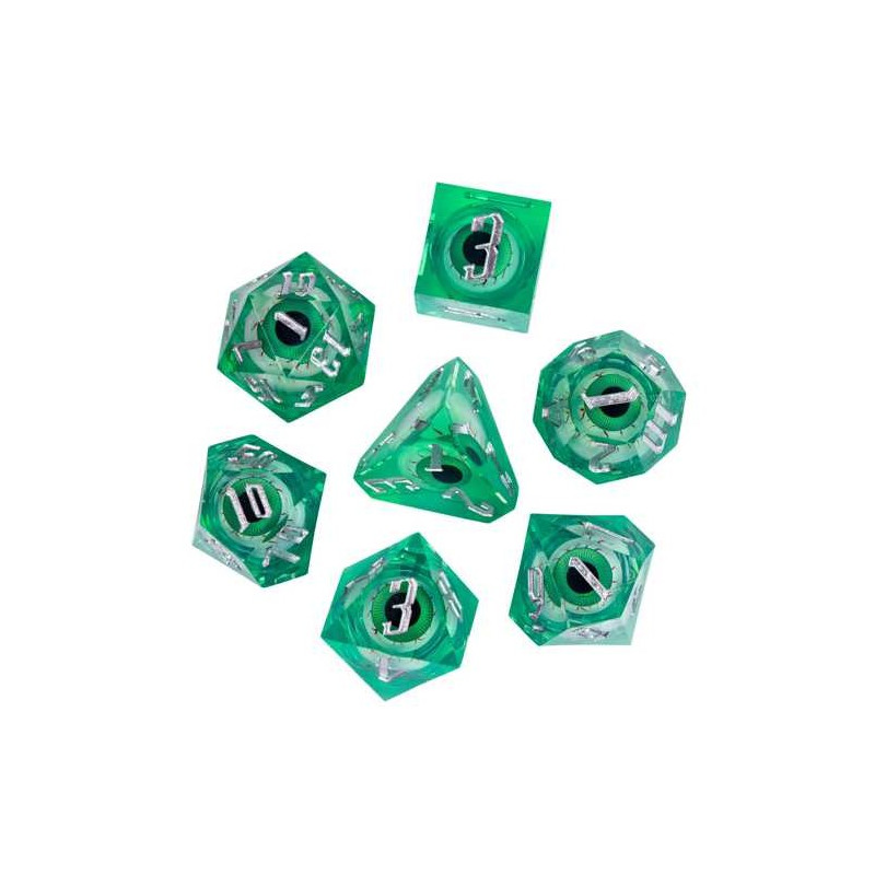 Dé Set de 7 Dés - Oeil Vert Liquide