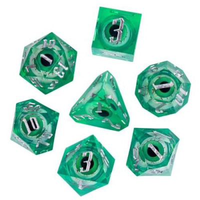 Dé Set de 7 Dés - Oeil Vert Liquide