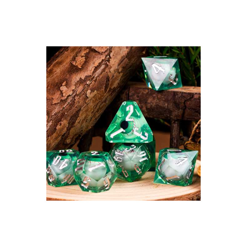 Dé Set de 7 Dés - Oeil Vert Liquide