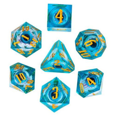 Dé Set de 7 Dés - Oeil Bleu Liquide