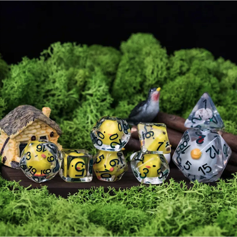 Dé Set de 7 Dés - Résine Gamme Insert Famille Poulet