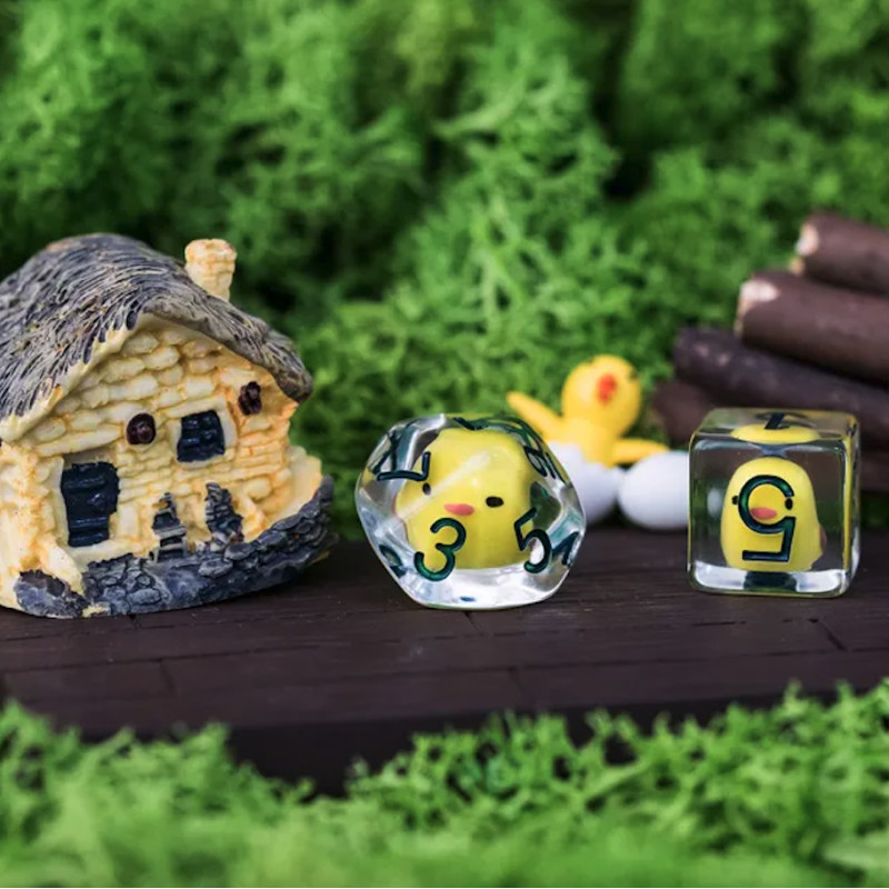 Dé Set de 7 Dés - Résine Gamme Insert Famille Poulet