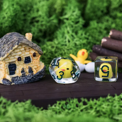 Dé Set de 7 Dés - Résine Gamme Insert Famille Poulet