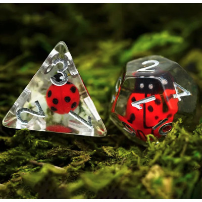 Dé Set de 7 Dés - Résine Gamme Insert Coccinelle