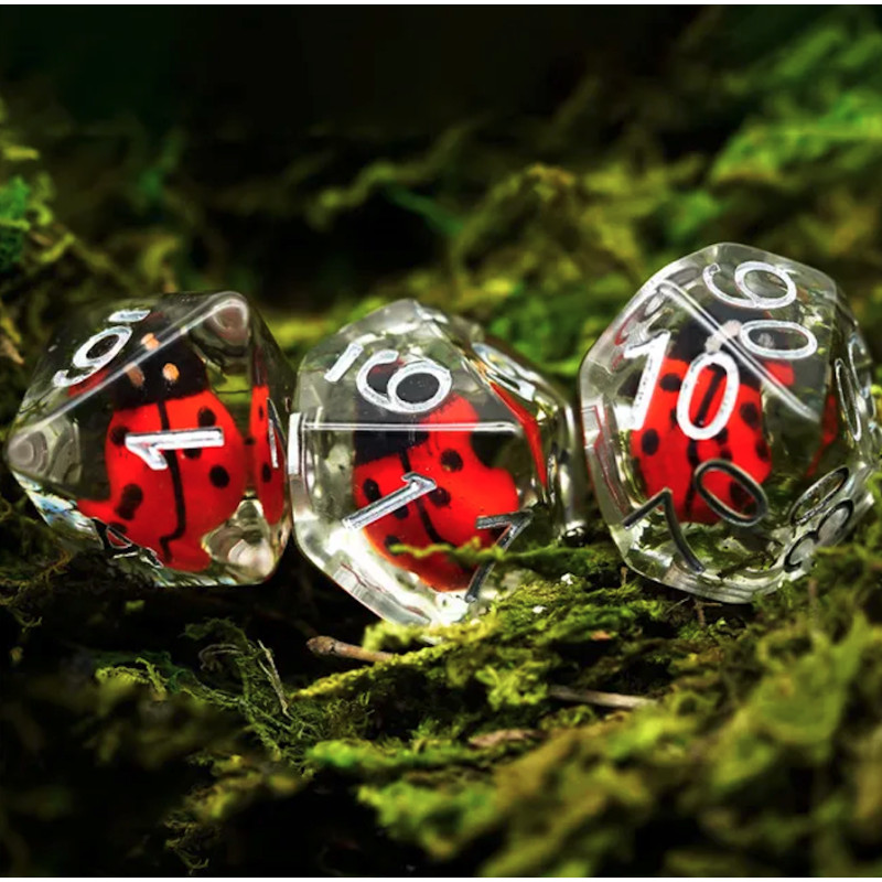 Dé Set de 7 Dés - Résine Gamme Insert Coccinelle