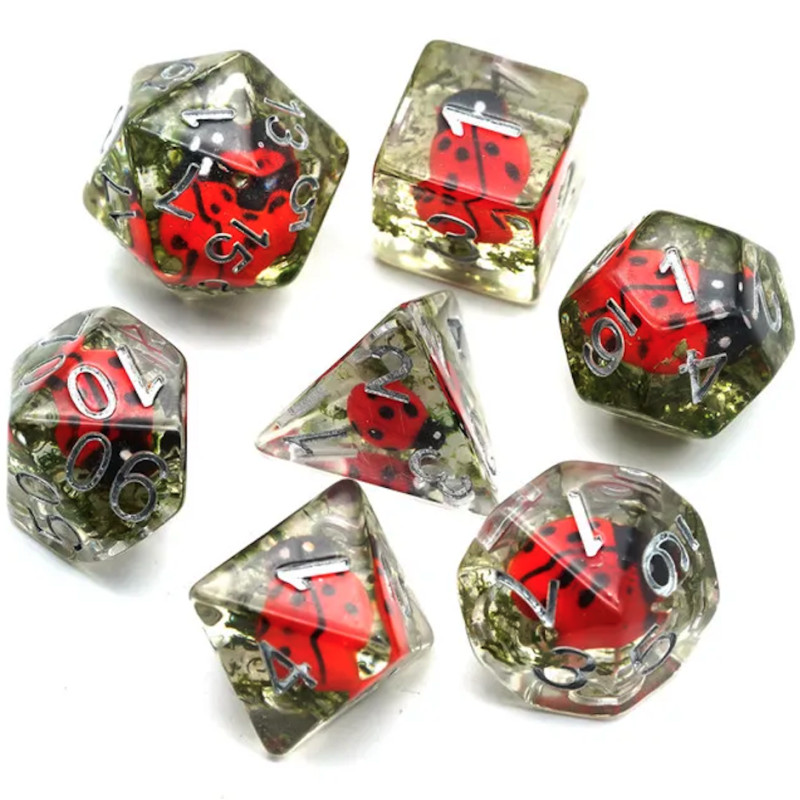 Dé Set de 7 Dés - Résine Gamme Insert Coccinelle
