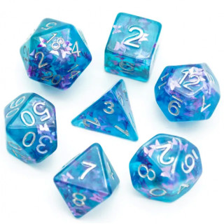 Dé Set de 7 Dés - Résine Gamme Insert Papillon Bleu