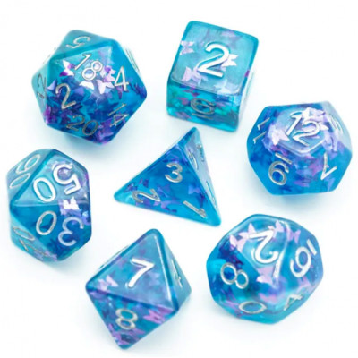 Dé Set de 7 Dés - Résine Gamme Insert Papillon Bleu