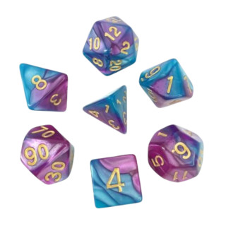 Dé Set de 7 Dés Originaux - Fusion Bleu et Violet Clair