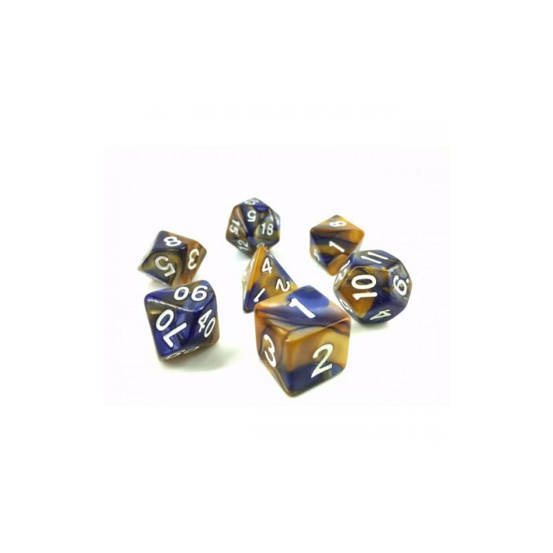 Dé Set de 7 Dés Originaux - Fusion Bleu Sombre et Or