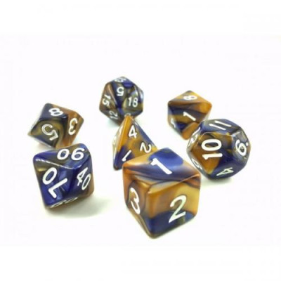 Dé Set de 7 Dés Originaux - Fusion Bleu Sombre et Or