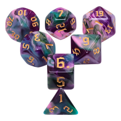 Dé Set de 7 Dés Originaux - Elfes de la Nuit