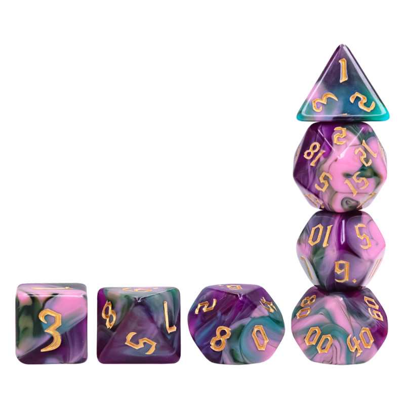 Dé Set de 7 Dés Originaux - Elfes de la Nuit